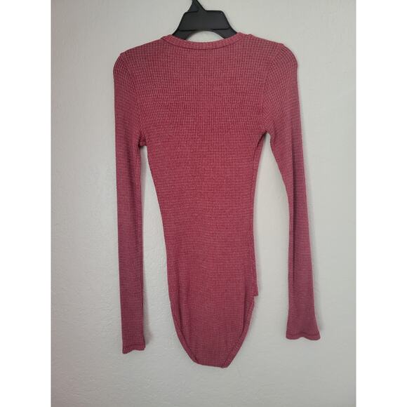 Free People Keep Your Cool Waffle Thermal Bodysuit Wild County Pink Small‎ - Picture 13 of 15